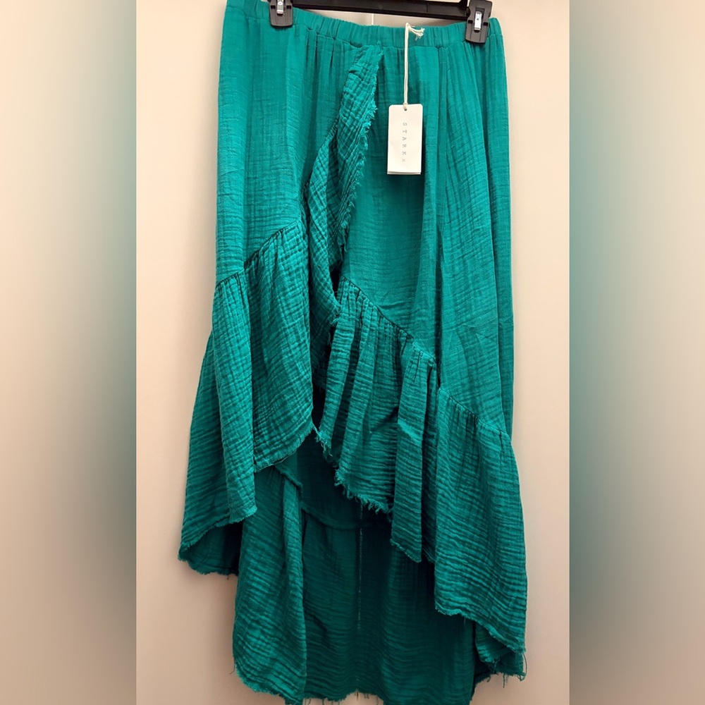 Stark X Emerald Green Tulip Hem Ruffled Skirt NWT
